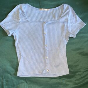 Short sleeve, baby Tee button down shirt